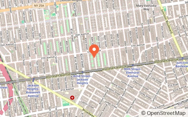 Map showing Party on the Wheels in Jackson Heights, NY
