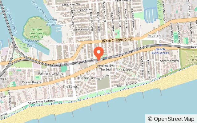 Map showing The Rockaplay Social Club in Arverne, NY