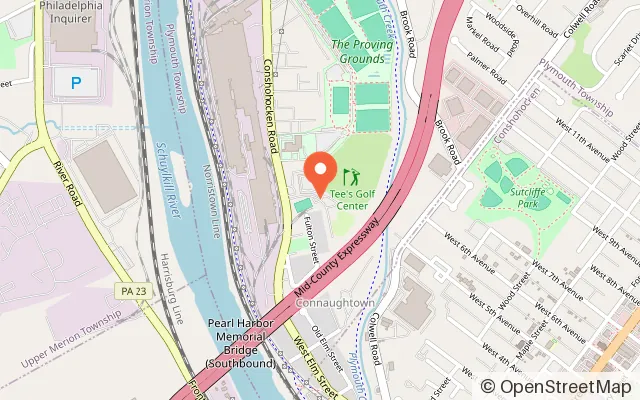 Map showing Tee's Golf Center in Conshohocken, PA