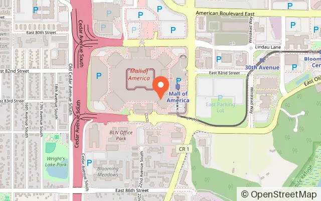 Map showing Crayola Experience Mall of America in Bloomington, MN