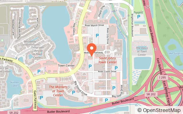 Map showing Game Show Battle Rooms - Jacksonville (St Johns Town Center) in Jacksonville, FL