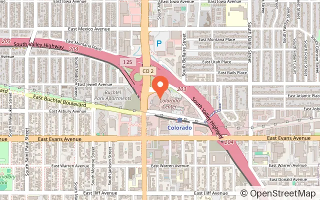 Map showing Dave & Buster's Denver in Denver, CO
