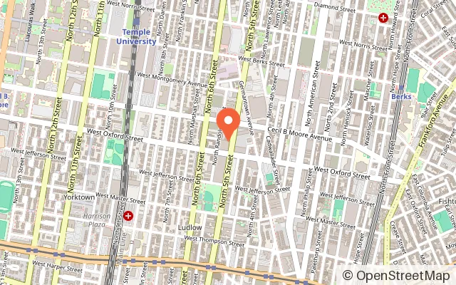 Map showing Tufas Boulder Lounge in Philadelphia, PA