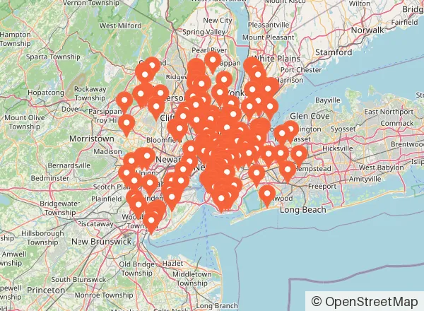 Map of 163 venues near Jersey City