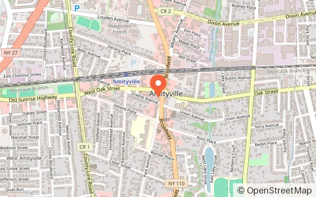 Map showing Amity Play Cove in Amityville, NY