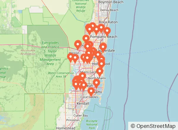 Map of 40 venues near Pembroke Pines