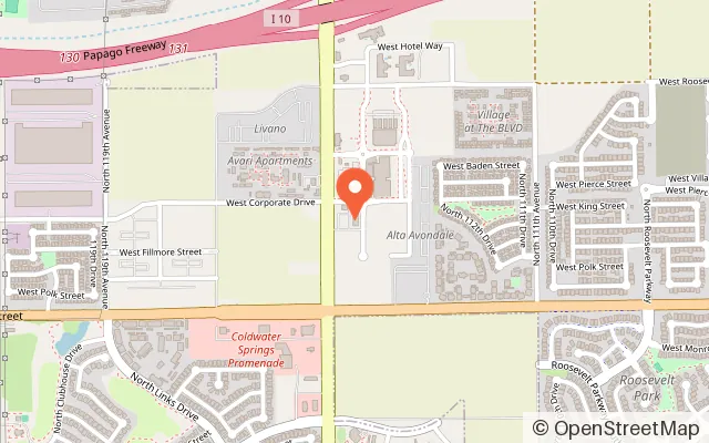 Map showing Game on golf and lounge in Avondale, AZ