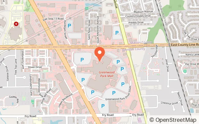 Map showing Dave & Buster's in Greenwood, IN