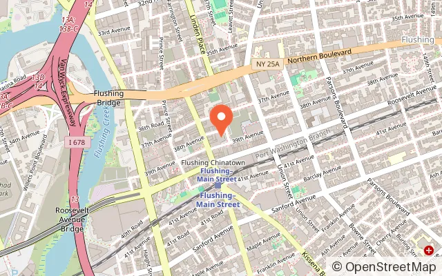 Map showing Up One in Flushing, NY