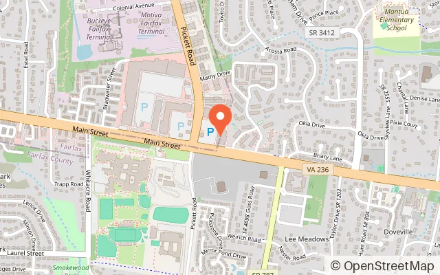 Map showing Chuck E. Cheese in Fairfax, VA