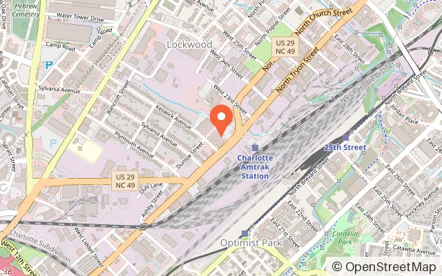 Map showing Inner Peaks NoDa Bouldering in Charlotte, NC