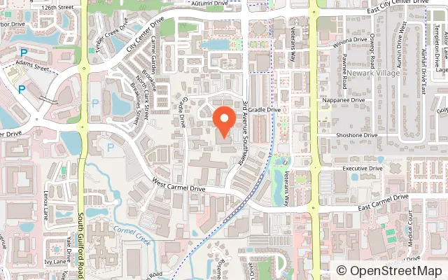 Map showing Carmel Ice Skadium in Carmel, IN