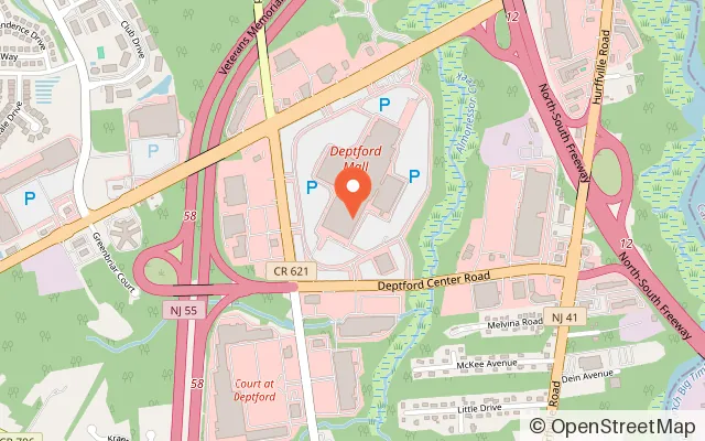Map showing Round1 Bowling & Arcade - Deptford Township in Deptford, NJ
