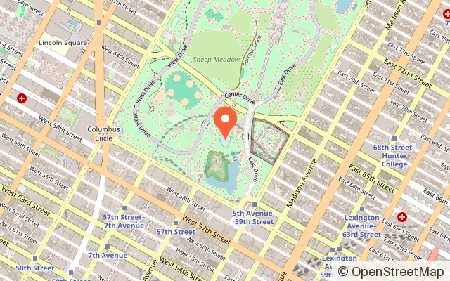 Map showing Wollman Rink in New York, NY