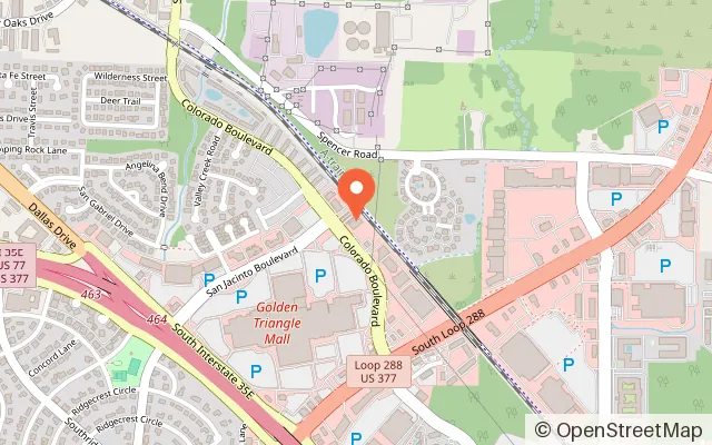 Map showing Monster Mini Golf Denton in Denton, TX