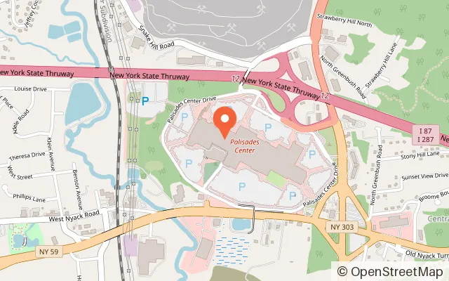 Map showing Billy Beez Palisades Center in West Nyack, NY