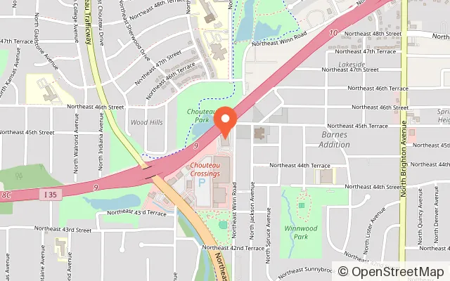Map showing Winnwood Skate Center in Kansas City, MO
