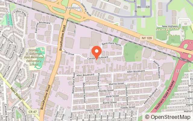 Map showing Jump Town USA in Farmingdale, NY