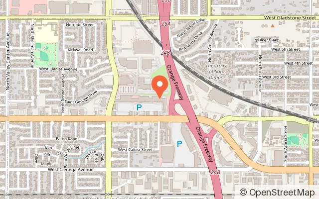 Map showing Little Village Play Indoor Playground in San Dimas, CA