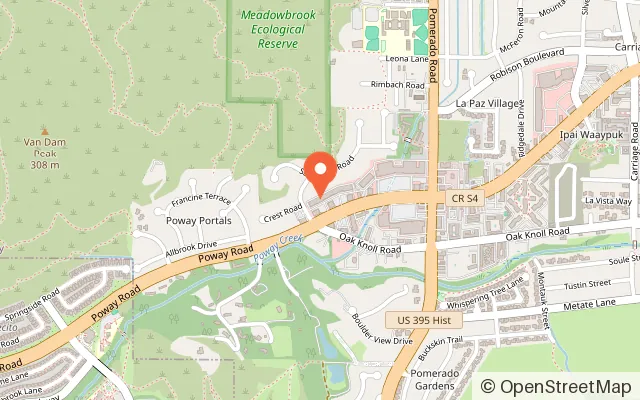 Map showing Ted's World of Arcade in Poway, CA