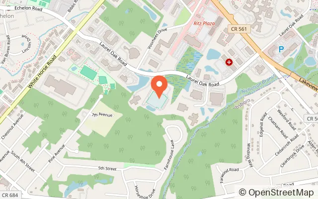 Map showing Flyers Training Center in Voorhees Township, NJ