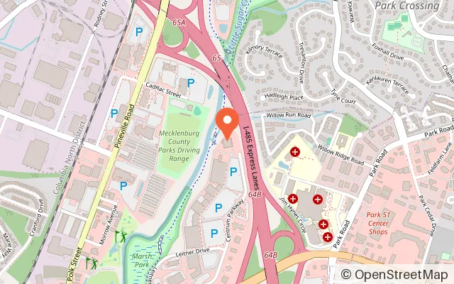 Map showing Sky Zone Trampoline Park in Pineville, NC