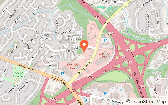Map showing Bowlero Cary in Cary, NC