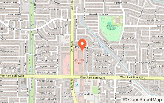 Map showing TX Laser Combat - Tactical Laser Tag in Plano, TX