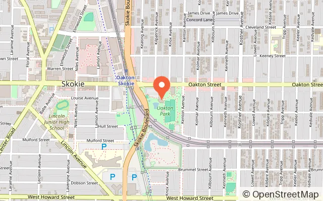 Map showing Skokie Water Playground in Skokie, IL
