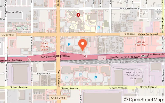 Map showing Chuck E. Cheese in Fontana, CA