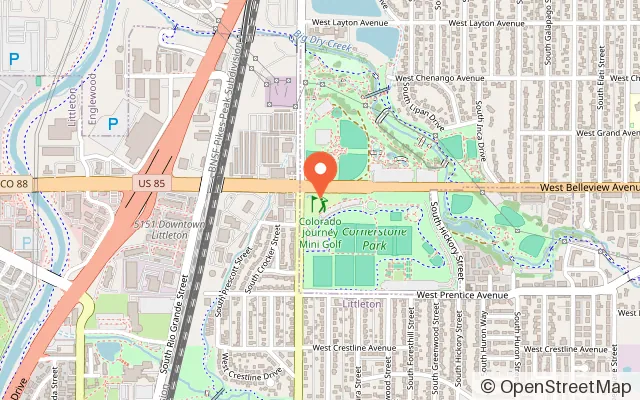 Map showing Colorado Journey Miniature Golf in Littleton, CO
