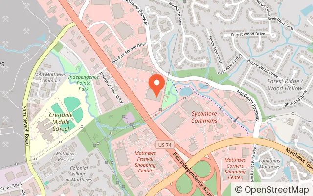 Map showing High Five Playhouse in Matthews, NC