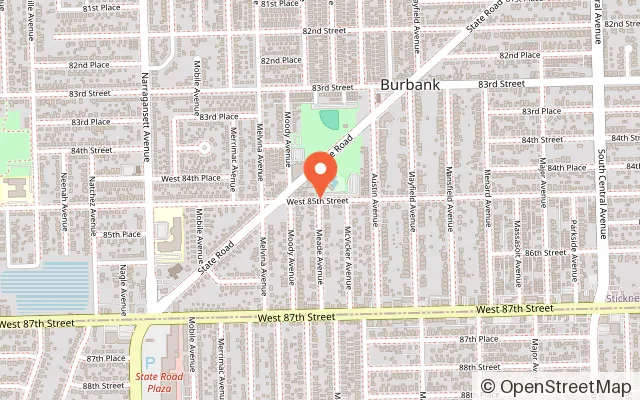 Map showing Burbank Park District Water Park (Seasonal) in Burbank, IL