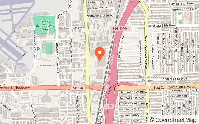 Map showing Xtreme Action Park in Fort Lauderdale, FL