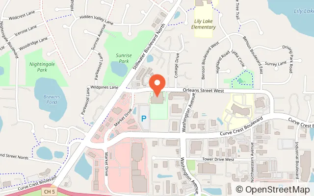 Map showing St. Croix Valley Recreation Center in Stillwater, MN