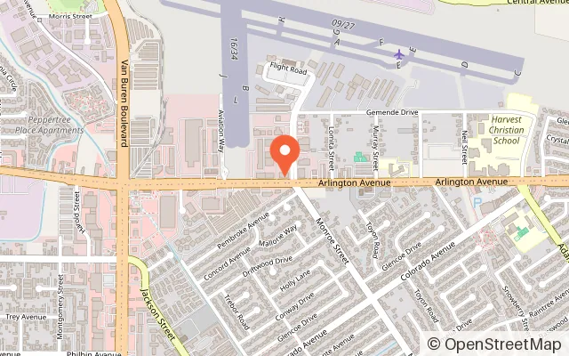 Map showing Hangar 18 Indoor Climbing Gym - Riverside in Riverside, CA