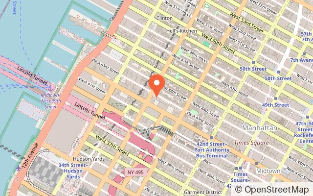 Map showing Manhattan Plaza Health Club in New York, NY