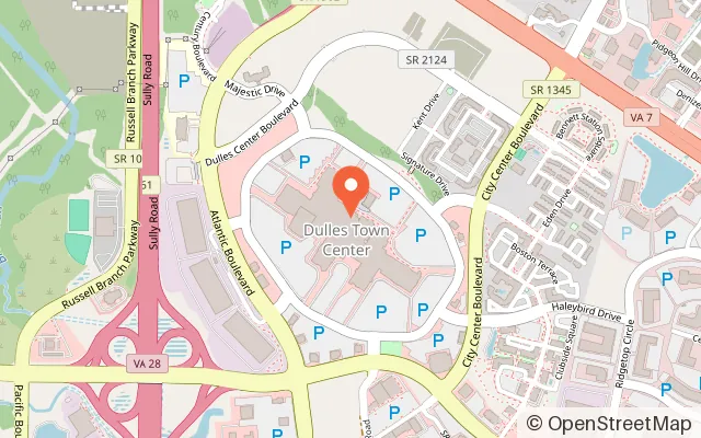 Map showing Dulles Town Center Play Park in Dulles, VA