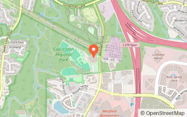 Map showing Cabin John Ice Rink in Rockville, MD