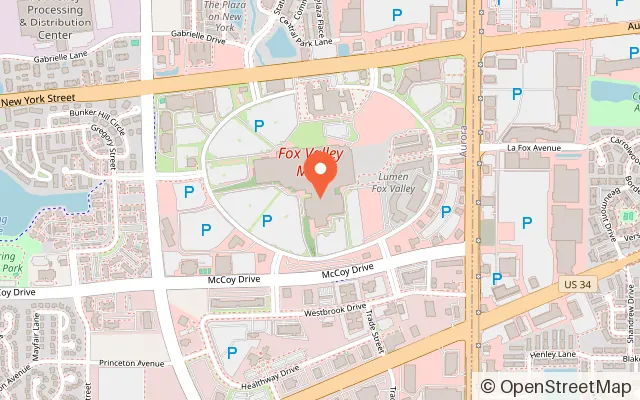 Map showing Kids Town - Fox Valley Mall in Aurora, IL
