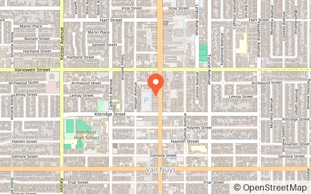 Map showing Funhouse Factory in Van Nuys, CA