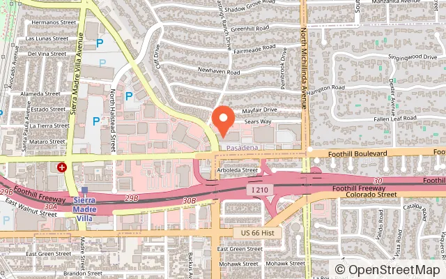 Map showing Chuck E. Cheese in Pasadena, CA