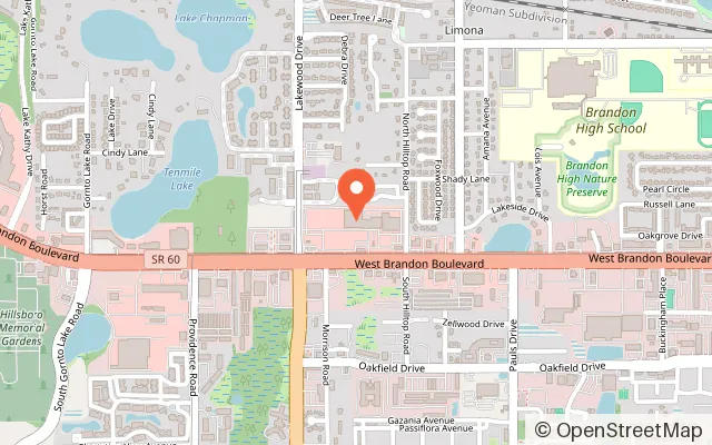 Map showing Chuck E. Cheese in Brandon, FL