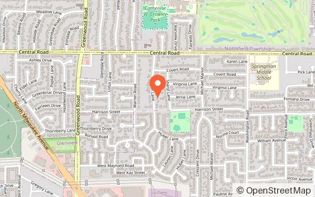 Map showing Sip N' Slide Cafe in Glenview, IL