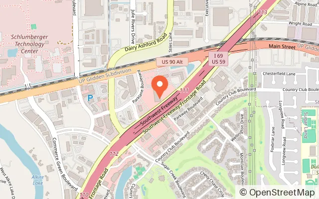 Map showing The Play Space in Sugar Land, TX