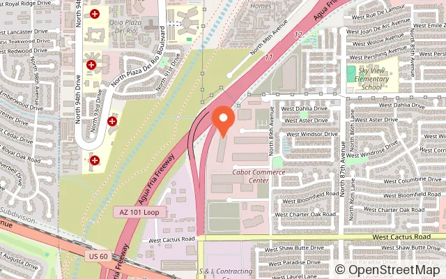 Map showing Sky Zone Trampoline Park in Peoria, AZ