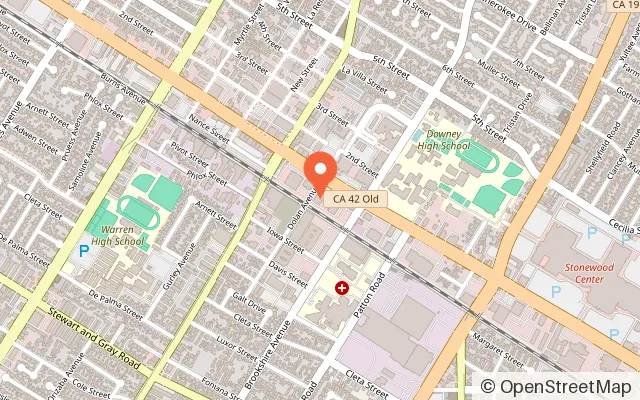 Map showing FUNBOX Bounce & Party Center in Downey, CA