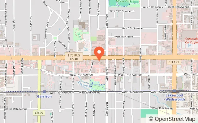 Map showing Channel 3 Retro Gaming Center in Lakewood, CO