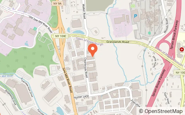 Map showing BounceU Elmsford Kids Birthdays and More in Elmsford, NY