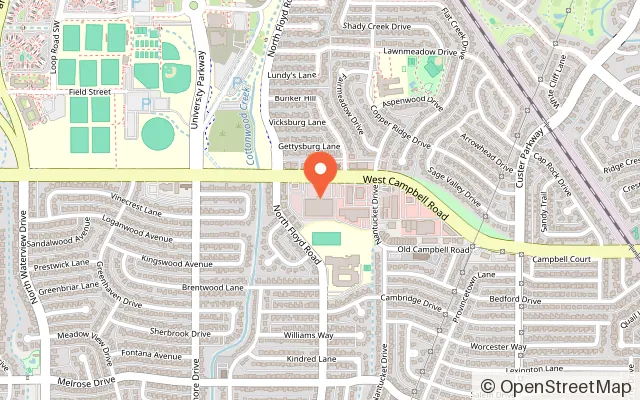 Map showing K1 Speed Dallas in Richardson, TX